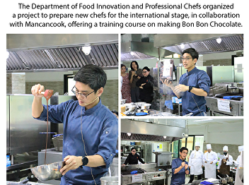 The Department of Food Innovation and
Professional Chefs organized a project
to prepare new chefs for the
international stage, in collaboration
with Mancancook, offering a training
course on making Bon Bon Chocolate.