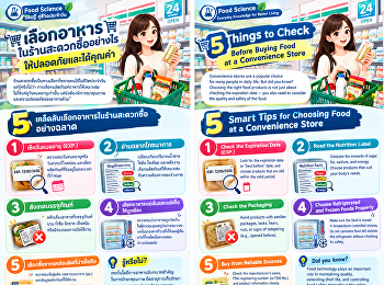 Food Science รอบรู้ คู่ชีวิตประจำวัน :
“5 จุดต้องเช็ก
ก่อนหยิบอาหารจากร้านสะดวกซื้อ”